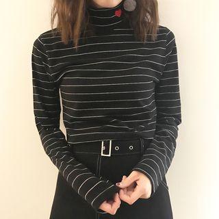 Embroidered Heart Stripe Long-sleeve T-shirt