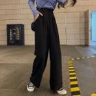 Long-sleeve Cold-shoulder T-shirt / Wide-leg Pants