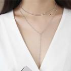 925 Sterling Silver Layered Y Necklace