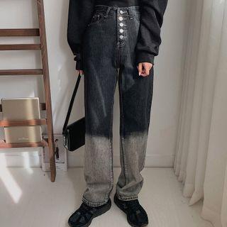 Button-fly Gradation Wide-leg Jeans