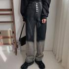 Button-fly Gradation Wide-leg Jeans