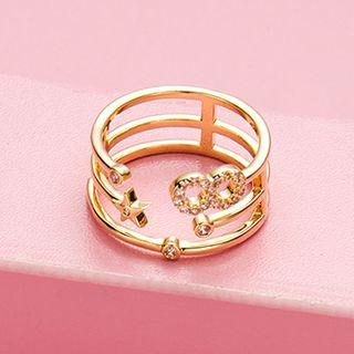 Rhinestone Star Layered Alloy Ring Ring - Gold - One Size