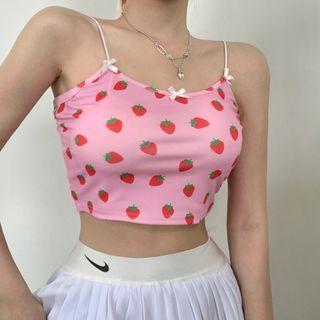 Strawberry Print Camisole Top Camisole - Pink - One Size