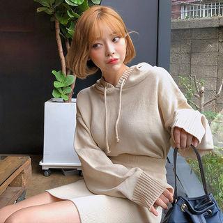 Knit Hoodie & Matching Miniskirt Set
