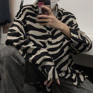 Zebra Print Shirt Zebra - Black & Gray - One Size