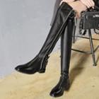 Genuine Leather Buckled Tall Boots