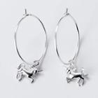 925 Sterling Silver Unicorn Earring 1 Pair - S925 Silver - Silver - One Size
