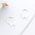 925 Sterling Silver Cat Earring 1 Pair - One Size