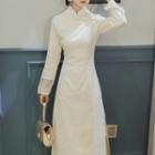 Lace-cuff Midi A-line Qipao