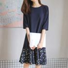 Floral Ruffle-hem Boxy-fit Dress