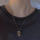 Number 7 Tag Pendant Alloy Necklace Silver - One Size