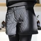 Corduroy-trim Quilted Shorts