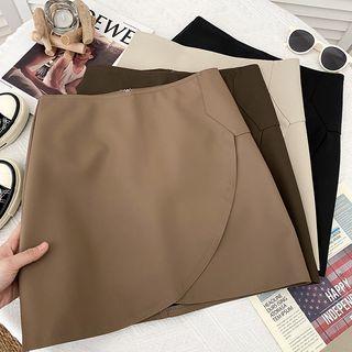 High-waist Plain Faux Leather Mini Skirt