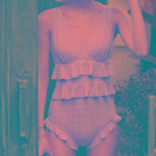 Frill-trim Plaid Swimsuit