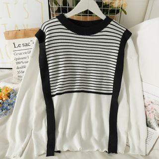 Details Mock Two-piece Loose Knit Top