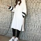 Contrast-trim Fleece-lined Midi Hoodie Dress