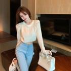 Rhinestone Embellished Cropped Sweater