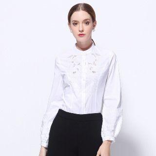 Embroidery Eyelet Blouse