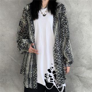 Couple Matching Pattern Hooded Shirt As Shown In Figure - One Size