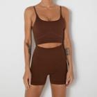 Set: Sports Cropped Camisole Top + Biker Shorts