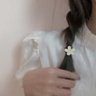 Faux Pearl Flower Hair Tie White - One Size