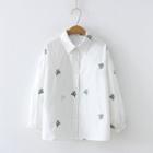 Cactus Embroidery Shirt White - One Size