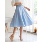 Plus Size Elasticized-waist Monochrome Flare Skirt