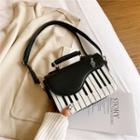 Steel Piano Print Faux Leather Shoulder Bag