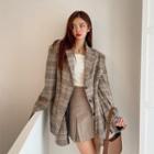 Oversized Plaid Blazer Brown - One Size