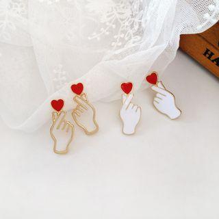 Alloy Glaze Heart & Hand Earring