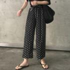 Dotted Chiffon Wide-leg Pants Black - One Size