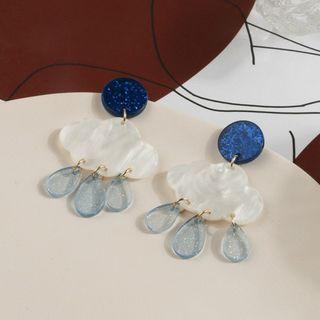 Rain Cloud Drop Earring 1 Pair - Blue & White - One Size