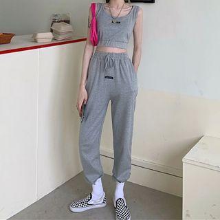 Cropped Tank Top / Drawstring Jogger Pants