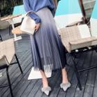 Pleated Midi Skirt Gradient Blue - One Size