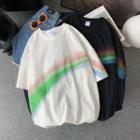 Rainbow Print Short-sleeve Oversize Tee