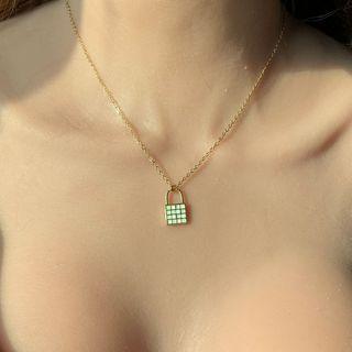 Checker Print Lock Necklace