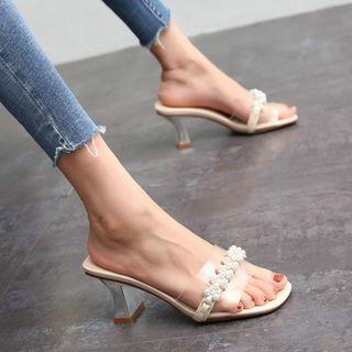 Chunky Heel Transparent Slide Sandals