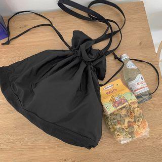 Canvas-panel Drawstring Bag