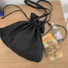 Canvas-panel Drawstring Bag