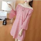 Gingham Bell-sleeve Dress
