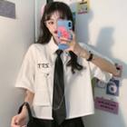 Printed Letter Pocket Button-up Shirt