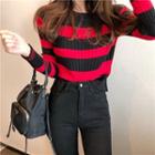 Striped Knit Top Stripes - Black & Red - One Size