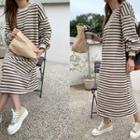 Fleece-lined Stripe Long Sweat Dress