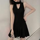 Cutout Sleeveless Dress Black - One Size
