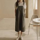 Patch-pocket Long Overall Dress