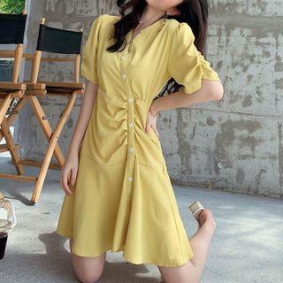 V-neck Asymmetric Mini Dress