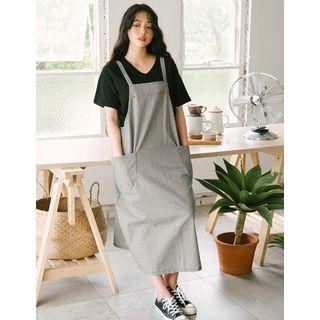Linen Blend A-line Long Overall Dress