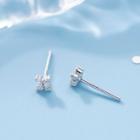 925 Sterling Silver Rhinestone Clover Stud Earring 1 Pair - E160 - Silver - One Size