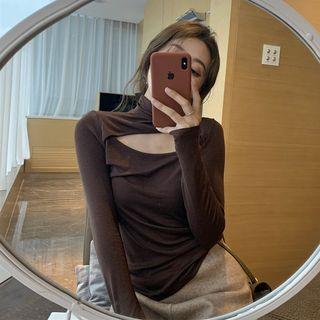 Reversible Cutout Cowl-neck T-shirt