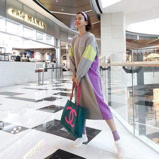 Color-block Long Sweatshirt Dress